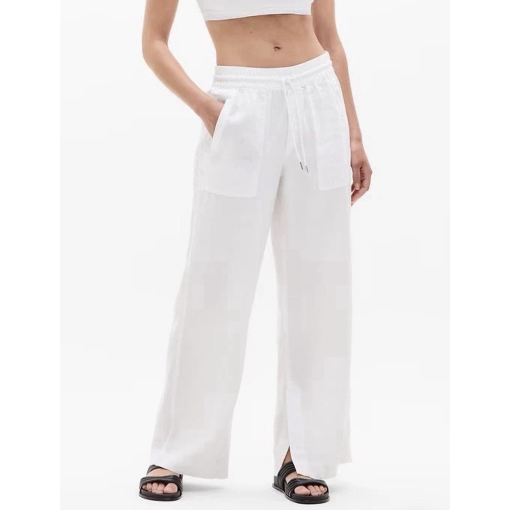 NWT‎ Athleta Women's Retreat Linen Wide Leg Pants White Lagenlook Resort Size 3X